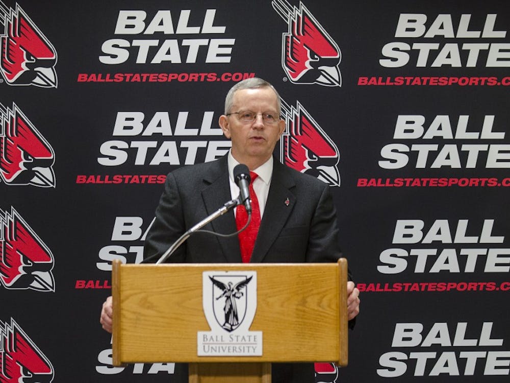 Ball State Athletic Director Mark Sandy speaks at his introductory press conference. Breanna Daugherty, DN File