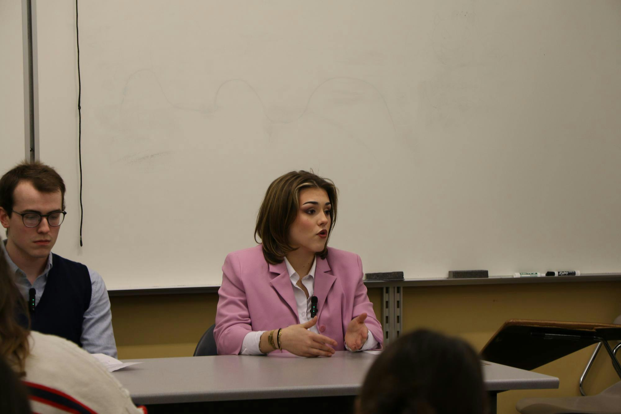 R.I.S.E vice president candidate Addy Morey responds to
question. Landon Jones, DN.