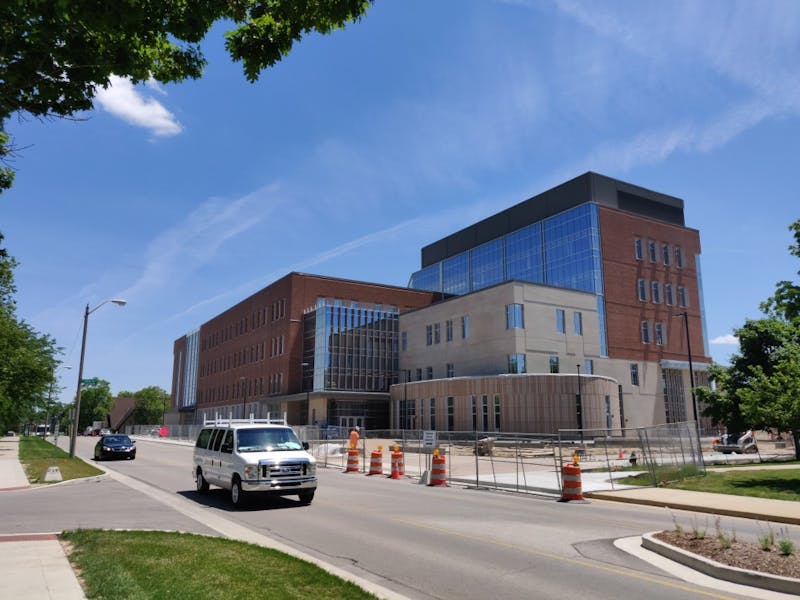 The Health Professions Building is seen on Riverside Avenue during the summer 2019 semester. Ball State's COVID-19 vaccination clinic is open in the Health Professions Building Wednesdays and Fridays. Rohith Rao, DN File