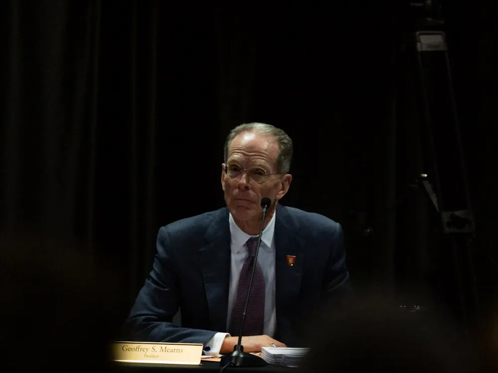 Ball State University President Geoffrey S. Mearns during the board of trustees meeting Feb. 27 at the L.A. Pittenger Student Center. Kyle Ingermann, DN