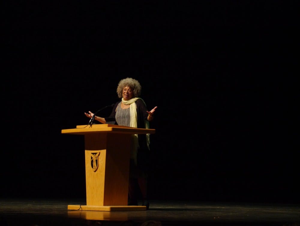 Angela Davis speaks in John R. Emens Auditorium on Sept. 22 to mark the relaunch the African American Studies program at Ball State. The event was free and open to the public. Kai Cohen, DN