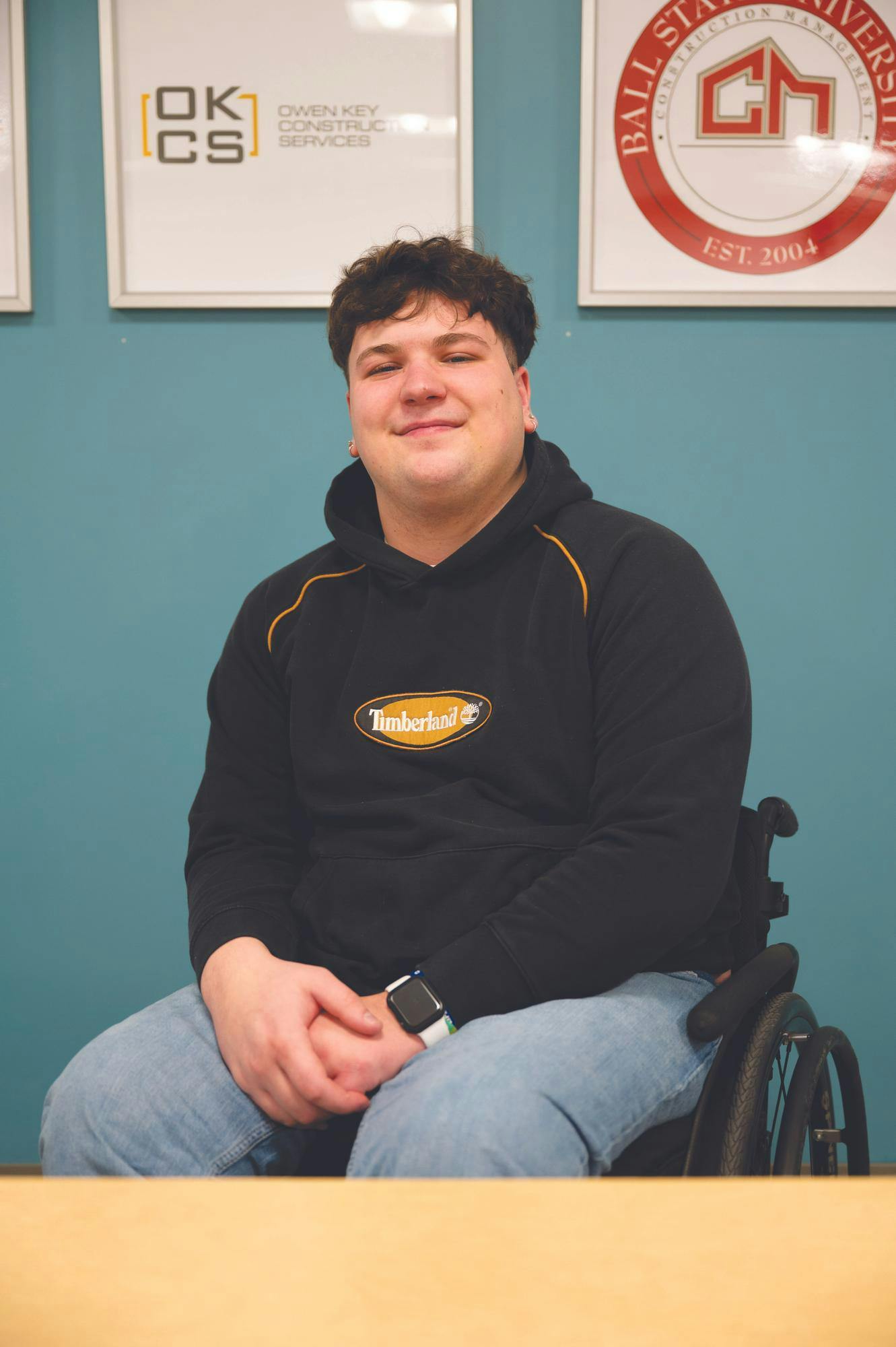 Ball state third year construction management major Austin Elliott poses for a photo Dec. 9 in the Applied Technology Building. Kadin Bright, DN