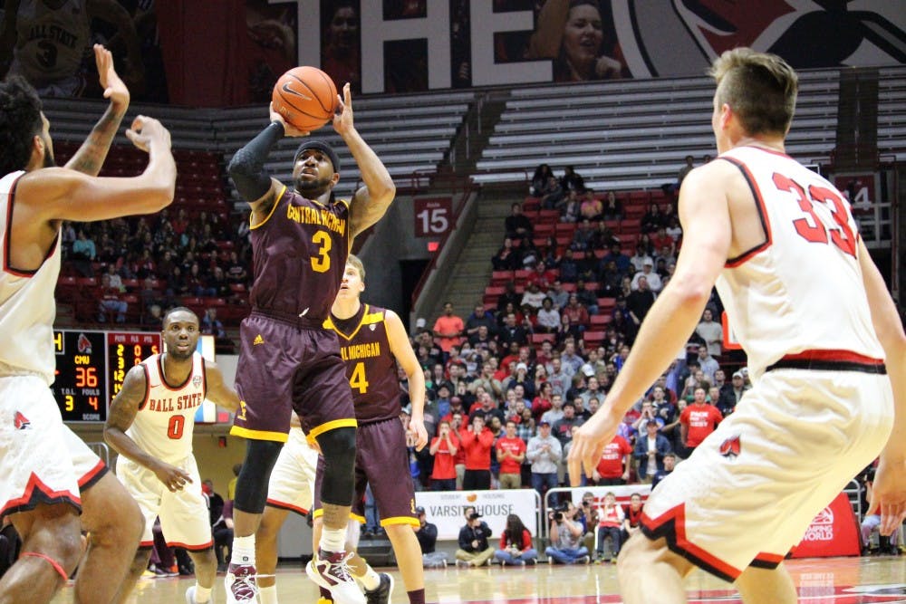 Central Michigan player, Marcus Keene attempts a shot in the game against Central Michigan in Worthen Arena on Jan. 17. Alicia M. Barnachea // DN. 