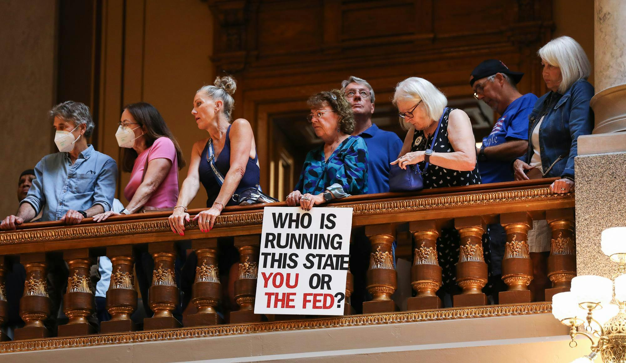 Indiana citizens protest gerrymandering at the Indiana Statehouse Sept. 18. Andrew Berger, DN 