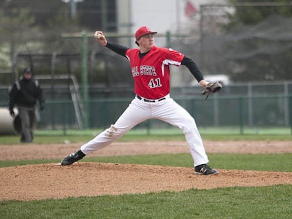 Sophomore Scott packer pitches against Central Michigan on April 13. The Cardinals are in action this week as part of the MAC tournament. DN PHOTO JORDAN HUFFER