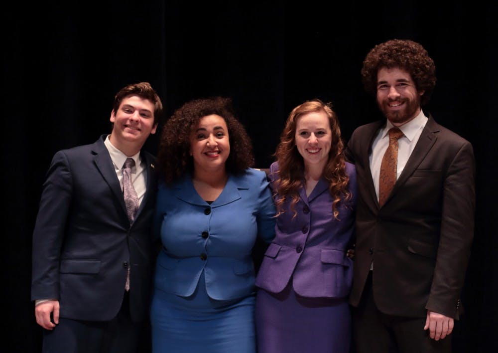 Three members of Ball State’s speech team made it past the preliminary rounds to place nationally at the National Forensics Association Speech competition.&nbsp;PHOTO PROVIDED BY KIEFER WISEMAN