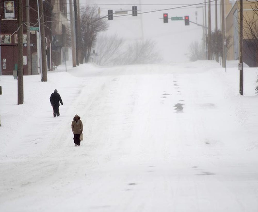 There was limited foot traffic in Kansas City, Missouri, during a massive snow storm that hit the metro area, causing delays in traffic, along with businesses and school closings on Thursday, February 21, 2013. (Joe Ledford/Kansas City Star/MCT)