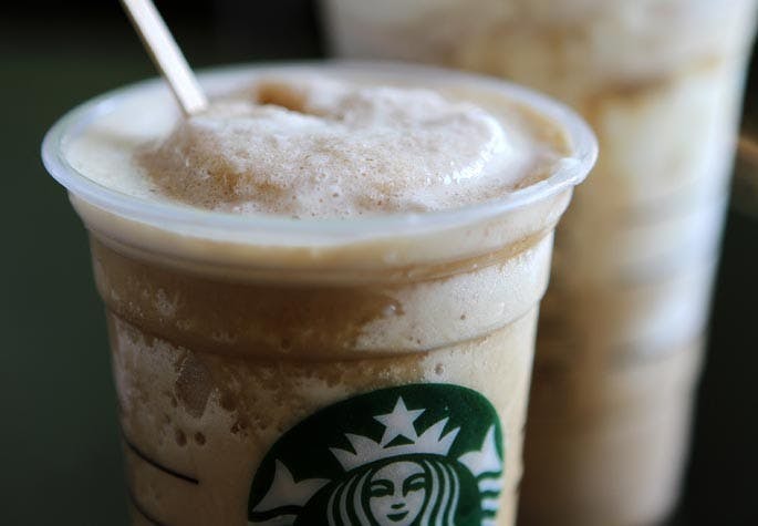 There are no shortages in finding frozen icy beverages but these treats can packed a ton of calories. This is the 16-ounce blended light frappuccino at the Starbucks in Dunwoody. (Vino Wong/Atlanta Journal-Constitution/MCT)