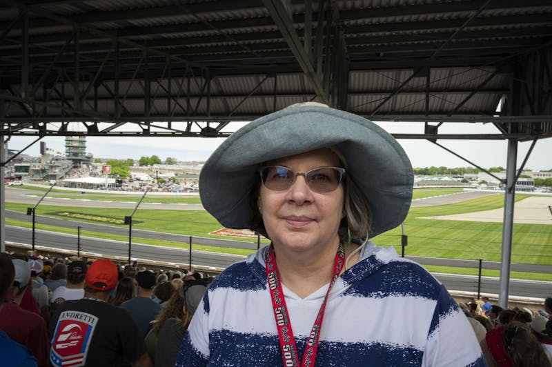 Jacquelyn Buckrop stands at her seats for the Indianapolis 500 May 26, 2019, at Indianapolis Motor Speedway. With the exception of 2020, Buckrop has only missed one Indy 500 since 1974. Stephanie Amador, DN