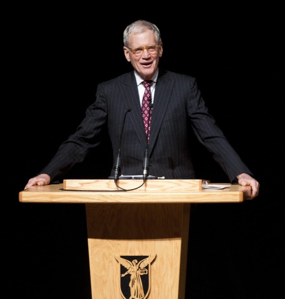 David Letterman speaks before introducing Oprah. DN PHOTO BOBBY ELLIS