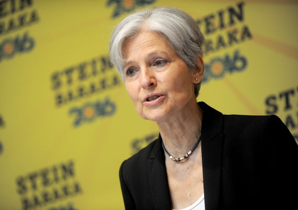 Green Party presidential nominee Jill Stein discusses 'Green New Deal' held at Holiday Inn Lower East Side, in New York City, NY, USA, on August 19, 2016. Stein will not appear in the first presidential debate. (Dennis Van Tine/Abaca Press/TNS)