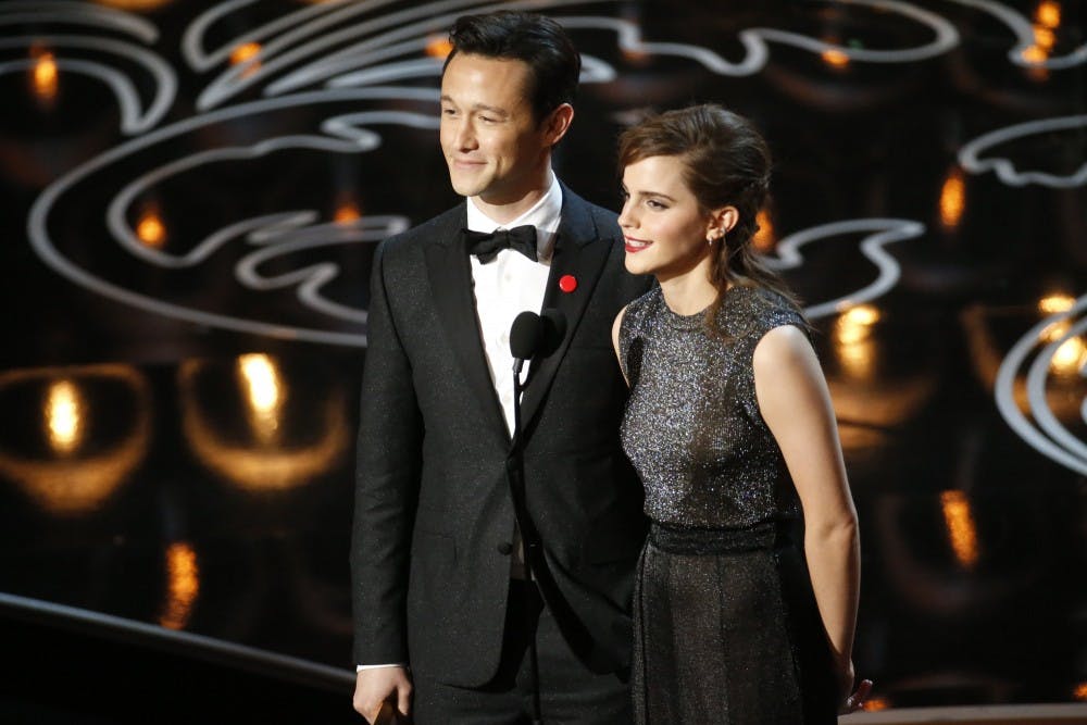 Joseph Gordon Levitt and Emma Watson present on stage during the 86 Annual Academy Awards on Sunday at the Dolby Theatre at the Hollywood andHighland Center in Los Angeles. MCT PHOTO