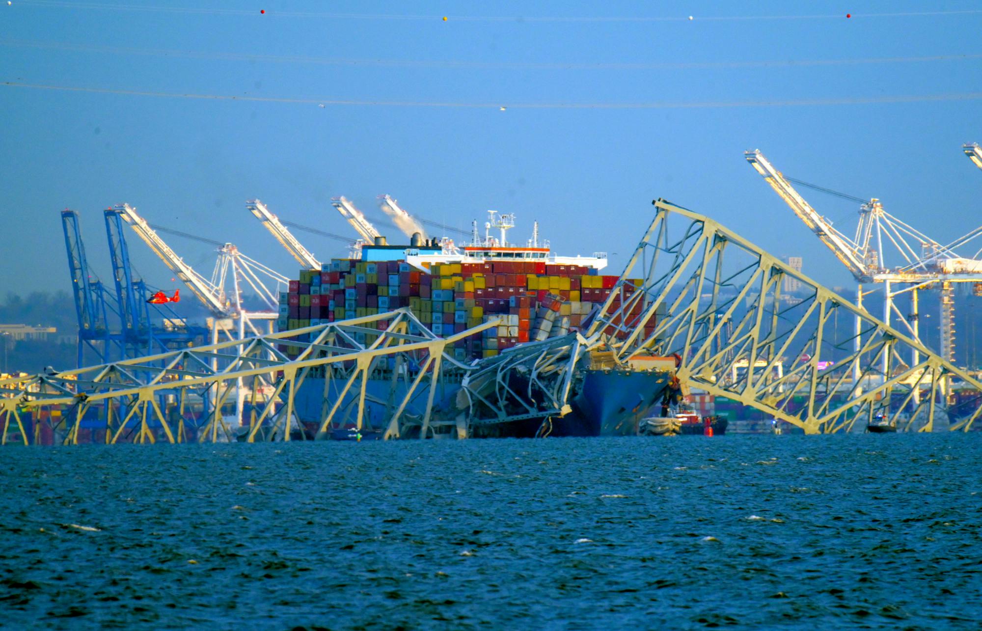 Baltimore's Francis Scott Key Bridge collapsed early Tuesday, March 26, 2024, after a support column was struck by a vessel. (Karl Merton Ferron/The Baltimore Sun/TNS)