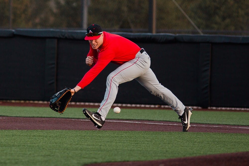 The baseball team practices at the Ball Diamond at First Merchants Ballpark Complex on Feb. 27. Reagan Allen, DN