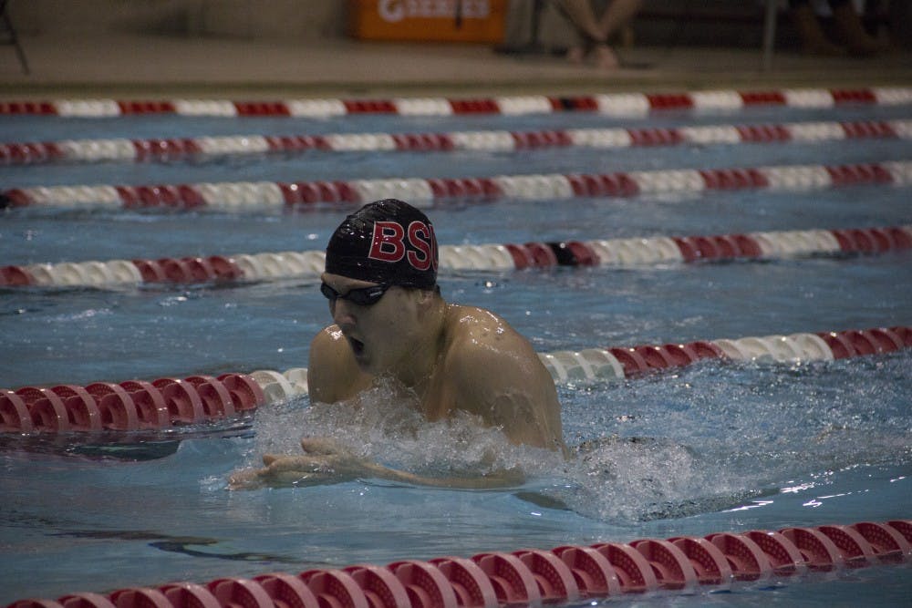 Mitchell Prather, a freshman, swims the 200-yard breaststroke against Miami.DN PHOTO EMMA ROGERS