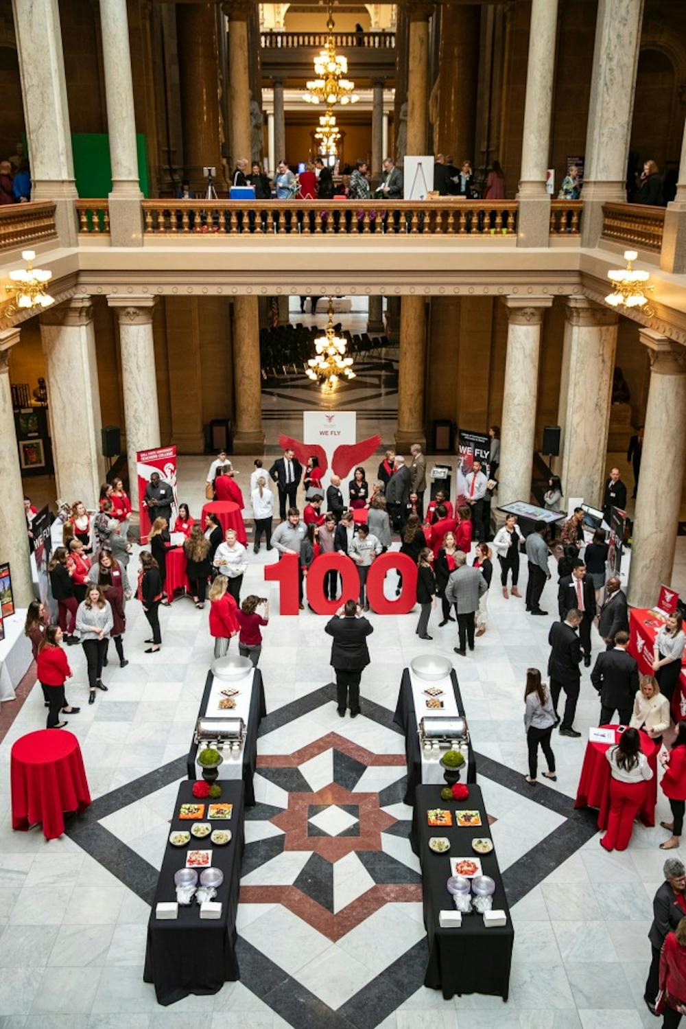 <p>Ball State faculty and students attended Ball State's annual at the statehouse. Lunch was served and representatives from the school informed state lawmakers about what is being done with the budget allotted to them by the state. <strong>Bobby Ellis, Photo Provided</strong></p>