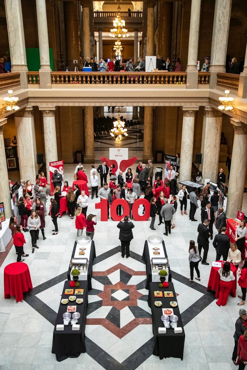 Ball State faculty and students attended Ball State's annual at the statehouse. Lunch was served and representatives from the school informed state lawmakers about what is being done with the budget allotted to them by the state. Bobby Ellis, Photo Provided