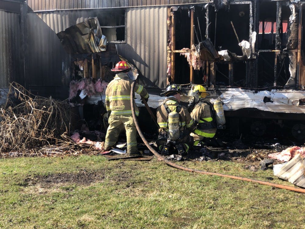 <p>Muncie Fire Department responded to a structure fire on East Ashwood Drive Monday, Feb. 26. The fire was contained to one mobile home in the Muncie Mobile Home Community. <strong>Andrew Smith, DN Photo</strong></p>