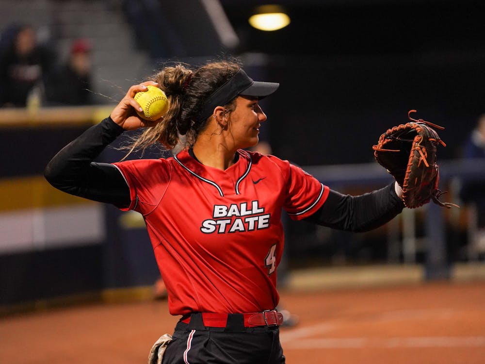 Redshirt-sophomore McKayla Timmons throws a ball in a game against Notre Dame April 4 at Mellisa Cook Stadium in South Bend, Ind. Timmons went 0 - for - 3 at the plate. Brayden Goins, DN