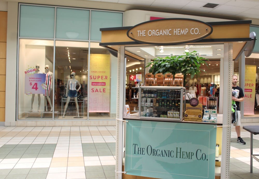 The new kiosk in the mall sells many different CBD products including edibles, vape products, oil and pet treats. Brynn Mechem, DN