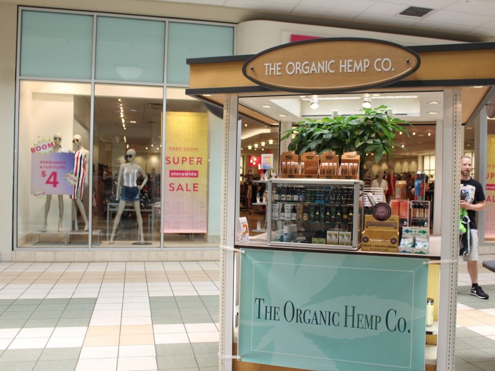 The new kiosk in the mall sells many different CBD products including edibles, vape products, oil and pet treats. Brynn Mechem, DN