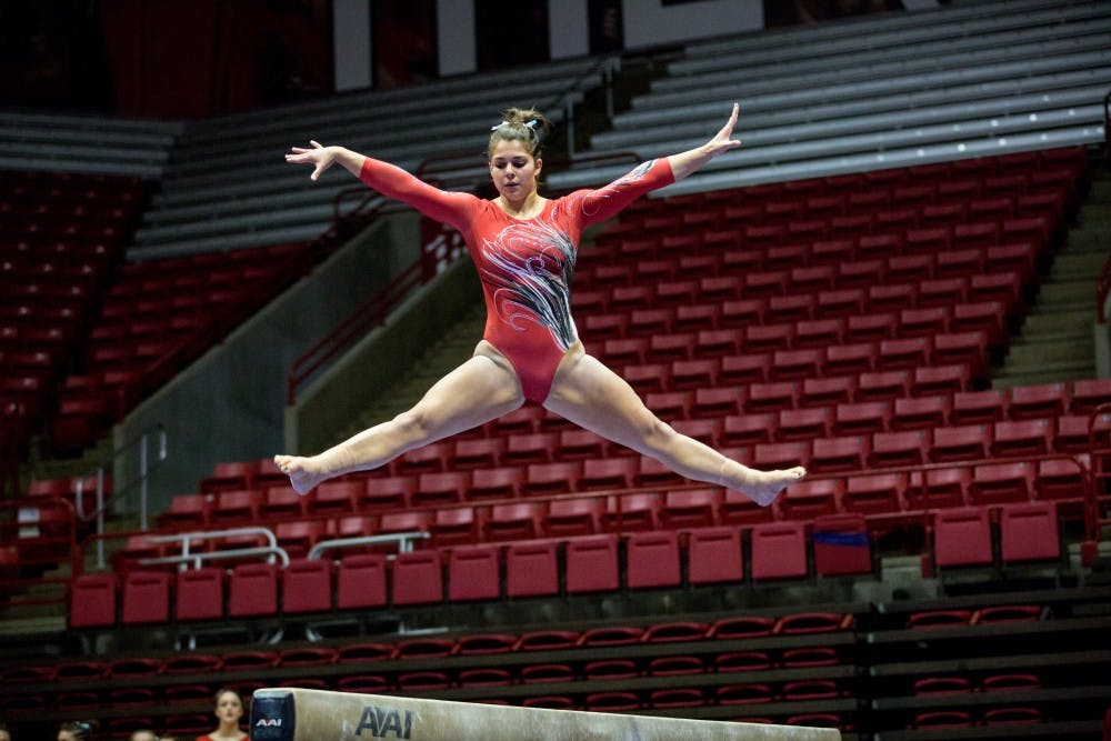 Ball State gymnastics dominates No. 20 Kent State in first home meet of