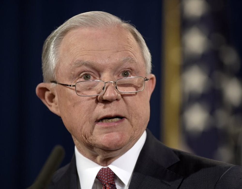 <p>In this Sept. 5, 2017 file photo, Attorney General Jeff Sessions makes a statement at the Justice Department in Washington. <strong>AP Photo/Susan Walsh, Photo Courtesy </strong>&nbsp;</p>