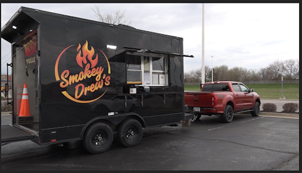 Smokey Drew’s sets up at Discount Tire in Muncie every Tuesday