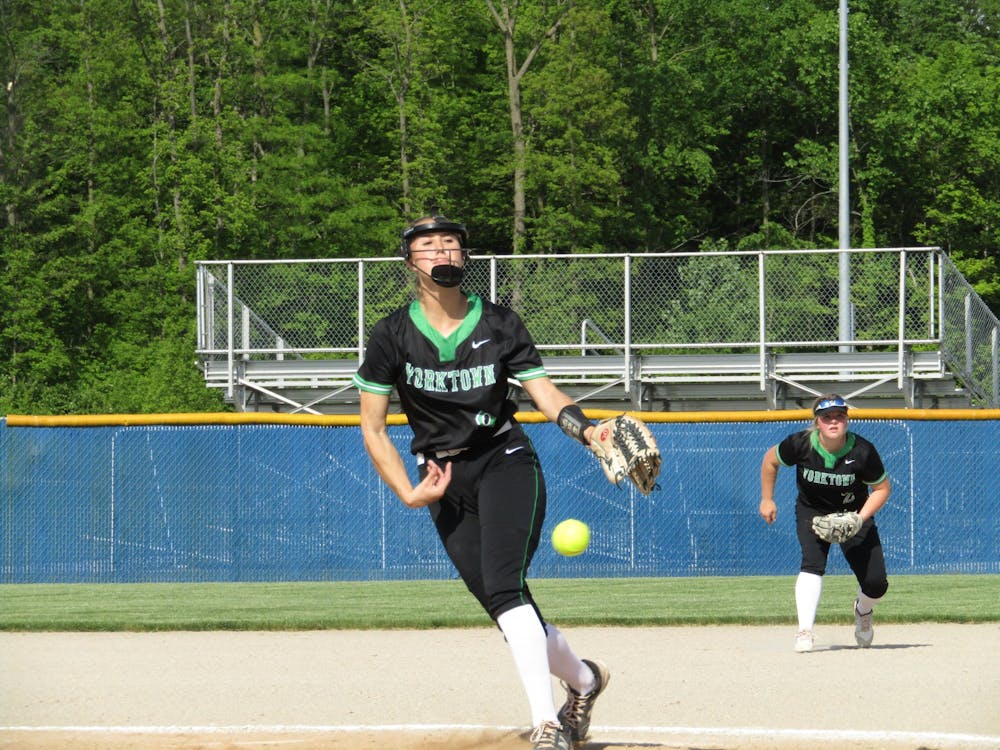 Yorktown High School Softball senior pitcher Alanah Jones fires a pitch in the Tigers first round sectional win over Hamilton Heights at Delta High School May 24, 2022. Jones allowed no hits in the victory. (Kyle Smedley/DN)