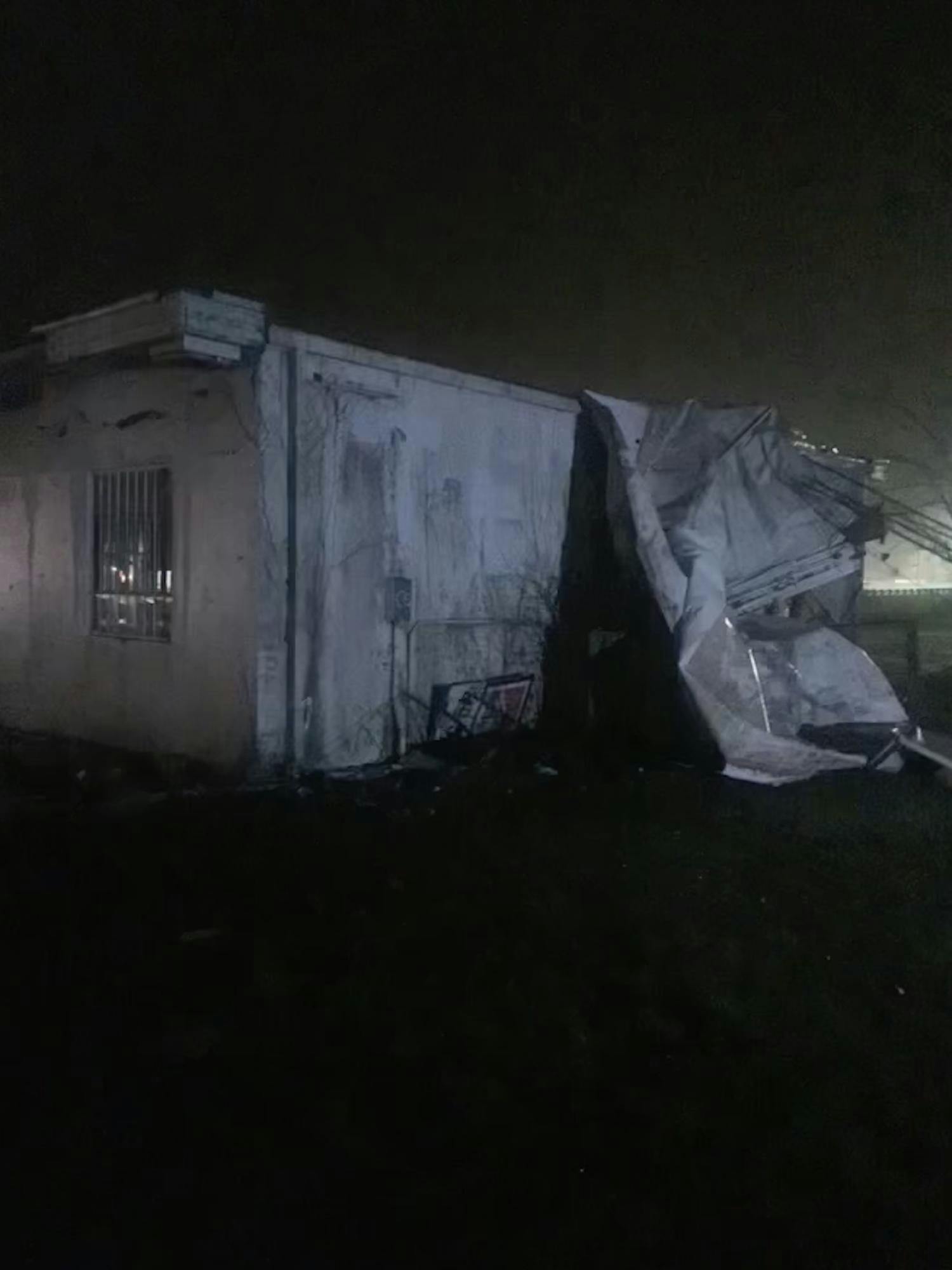 Damage to a building in Muncie off McGalliard and I-69. 