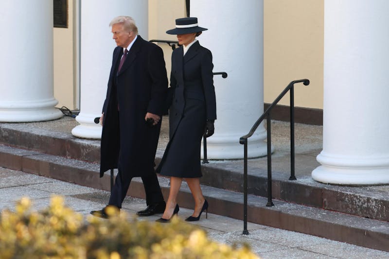 WASHINGTON, DC - JANUARY 20: Melania Trump and U.S. President-elect Donald Trump leave after services at St. John's Church as part of Inauguration ceremonies on January 20, 2025 in Washington, DC. Donald Trump takes office for his second term as the 47th president of the United States. (Photo by Scott Olson/Getty Images/TNS)