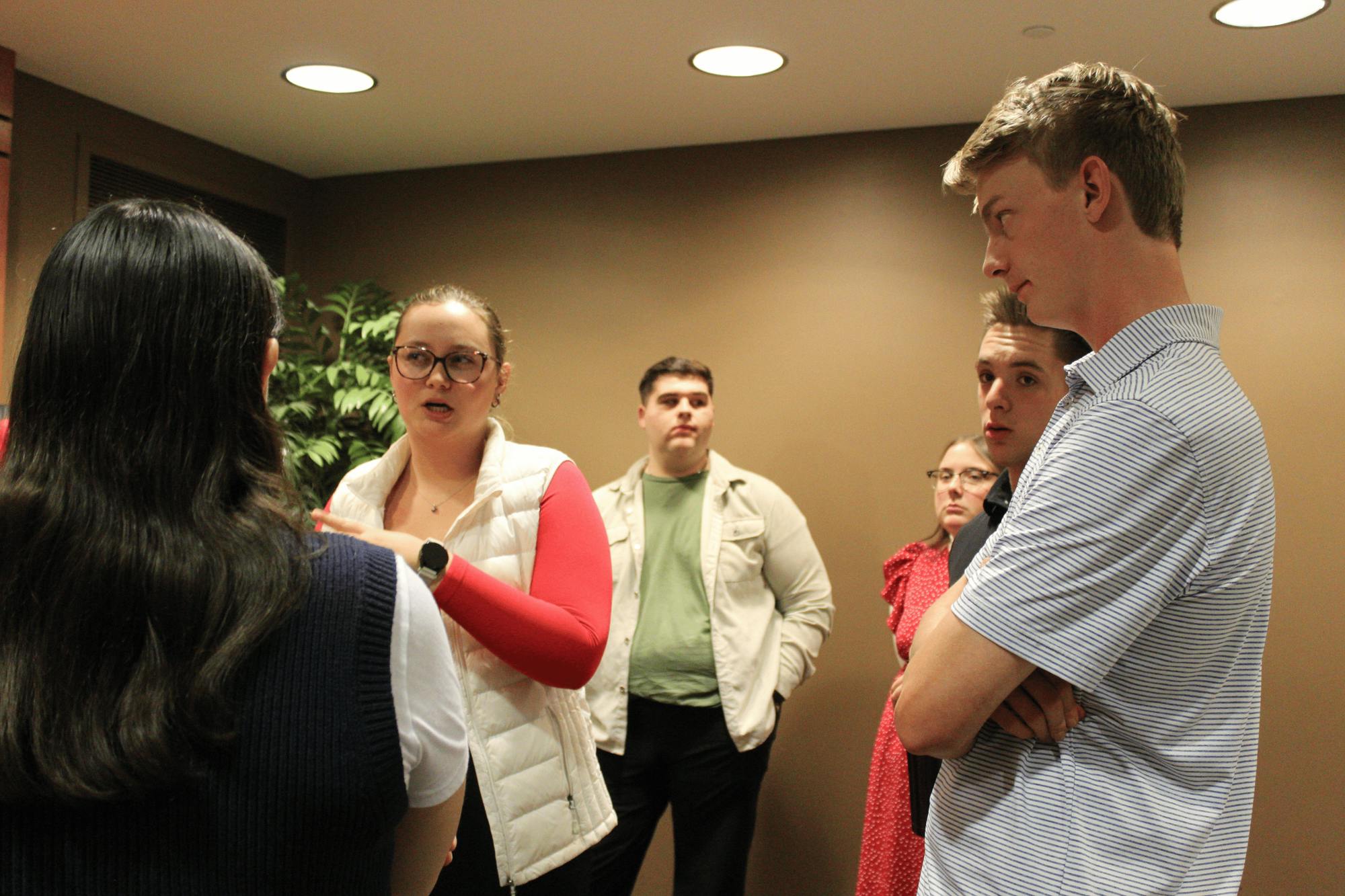 Senators discuss ideas during the weekly Student Government Association caucus meetings on Oct. 15 in the L.A. Pittenger Student Center. Seyla Ray, DN