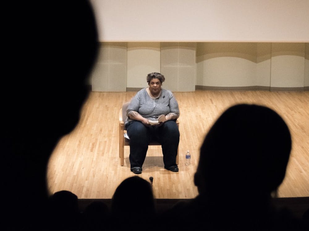 Roxane Gay, author of "Bad Feminist," spoke to an audience March 23 in Pruis Hall. She read from her book, which is&nbsp;a New York Times' best-seller, and touched on other issues, like the pressures of activism. DN PHOTO STEPHANIE AMADOR