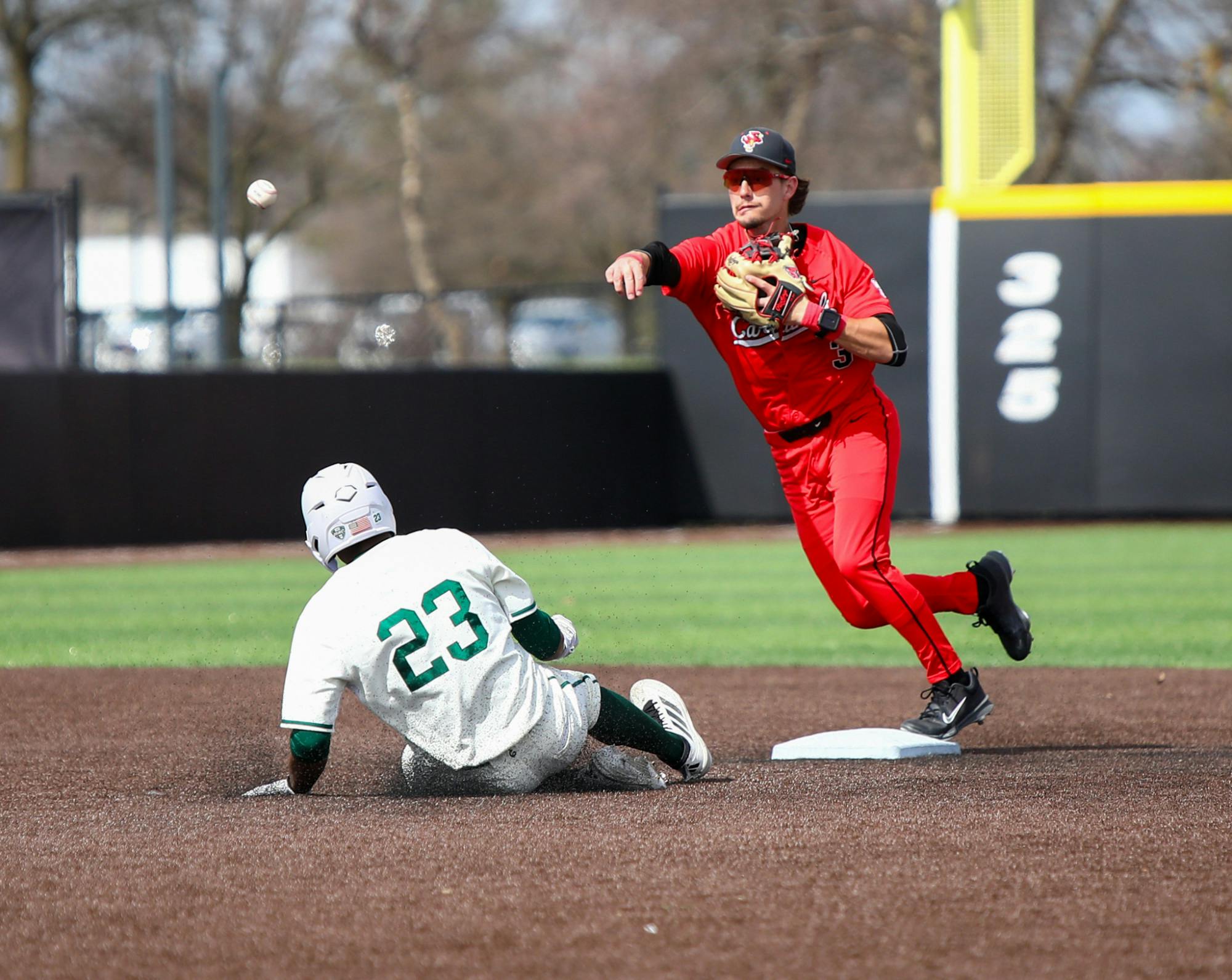 Ball State senior infielder Brett Griffiths throws the ball to another base after putting out a runner March 15 at Shebek Stadium. Griffiths has a season high of 4 runs batted in. Adam Jones, DN