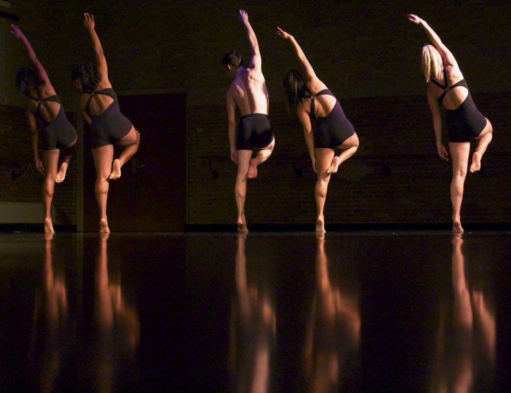 Dancers perfom in Mollie Craun's senior piece entitled Unfaltering on Oct. 28 in the Ball Gymnasium.