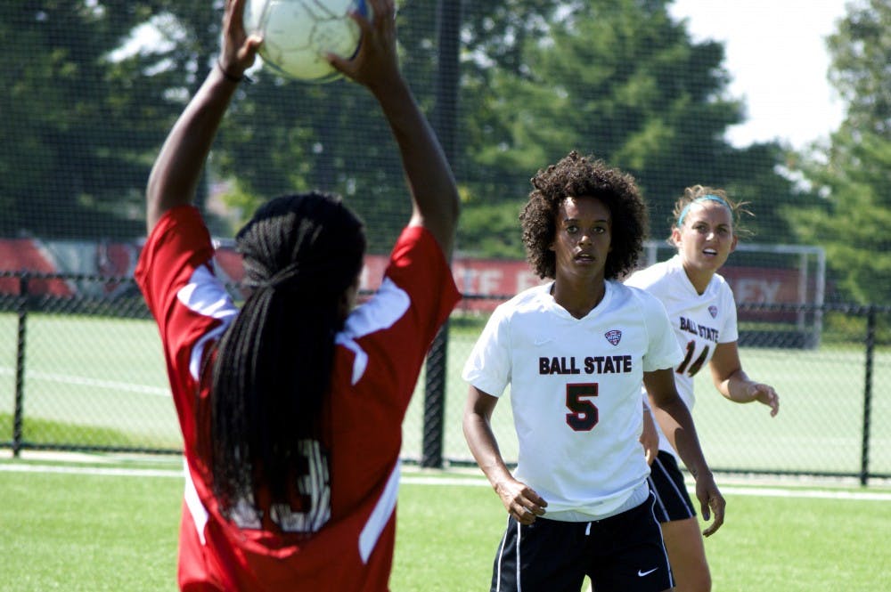 Senior Jasmine Moses watches as a Jacksonville State player thorws a ball back into play during the game on Saturday. DN PHOTO ALAINA JAYE HALSEY