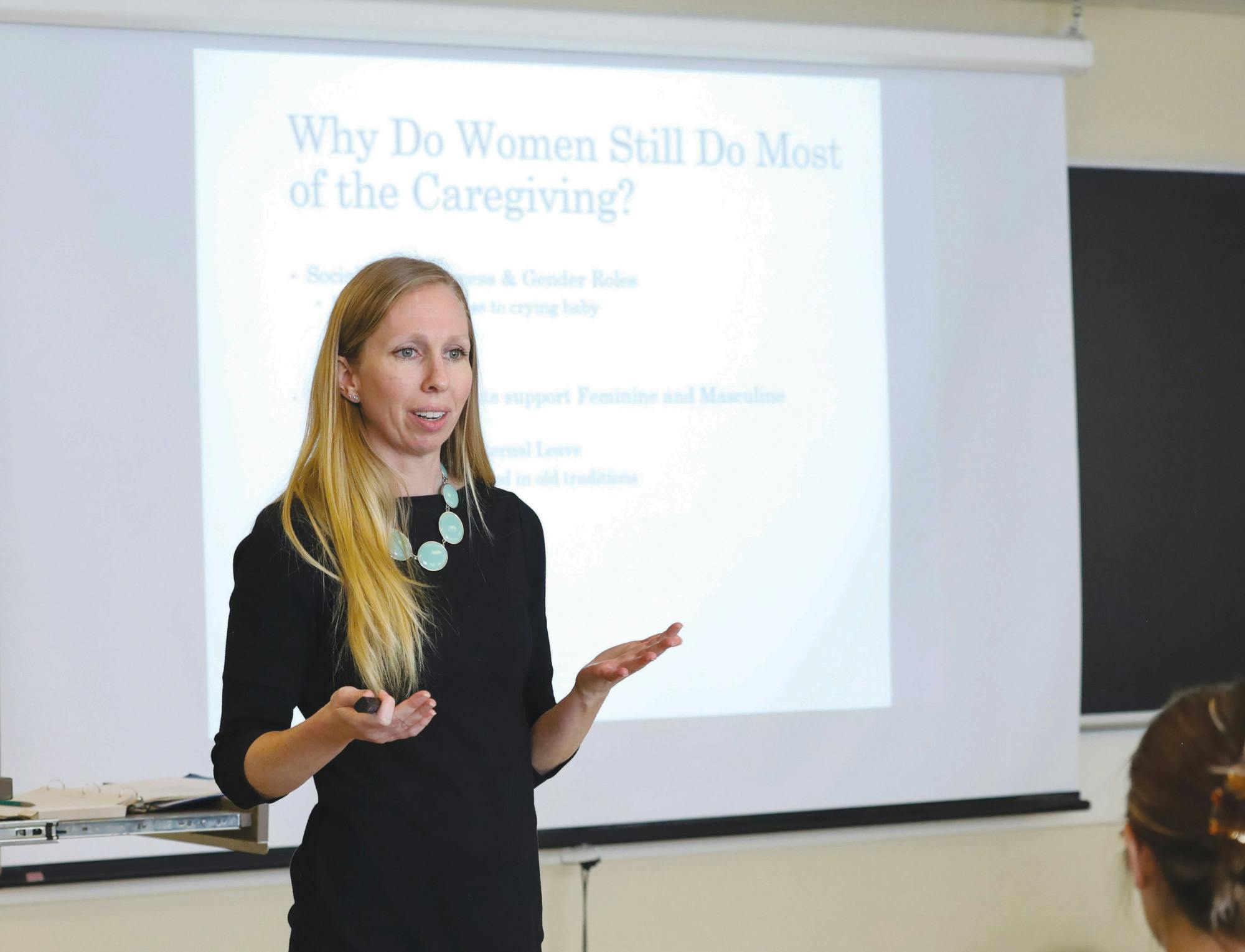 Professor Katie Lawson teaches her Psychology of Women and Gender class in North Quad on March 13 at Ball State University. Mallory Hall, DN