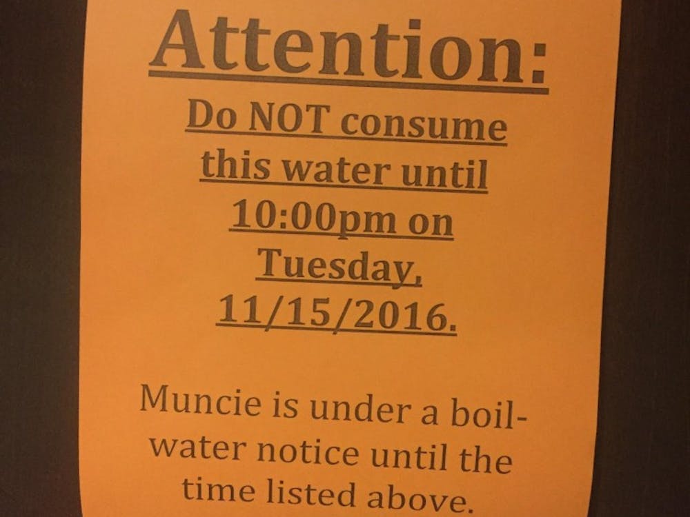 A flier was posted within residence halls on Ball State's campus in order to inform residents of the 24-hour&nbsp;boil notice issued on Nov. 14. Many worried about lead contamination, like in Flint, Michigan, but&nbsp;Muncie's water supply is now safe to consume.&nbsp;Provided Photo