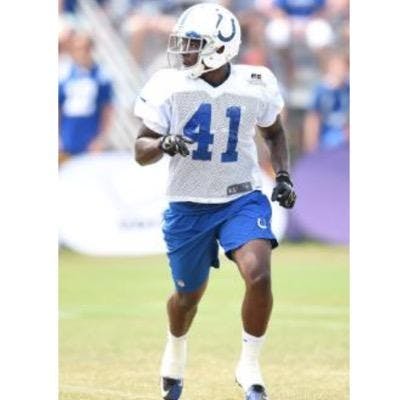 Cornerback Eric Patterson patrols the field during Colts training camp at Anderson University. PHOTO COURTESY OF TWITTER