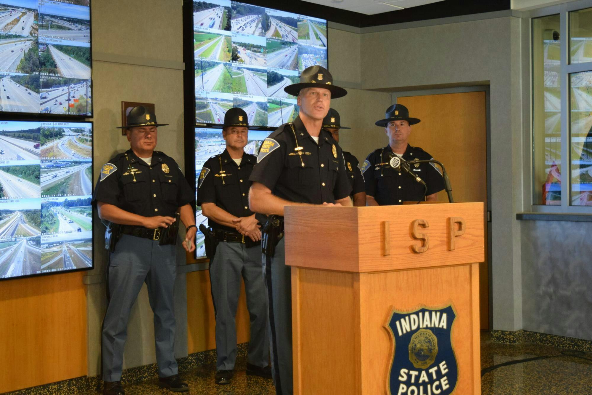  Indiana State Police Superintendent Anthony Scott speaks at a news conference on Friday, Aug. 29, 2025, in Indianapolis. (Casey Smith/Indiana Capital Chronicle)

