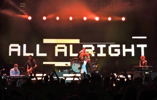 Fun. performs at John R. Emens Auditorium Jan. 25. The indie pop band came to Ball State just weeks before the Grammys, where they will be performing and were nominated for six awards. DN PHOTO JOY SOBEY