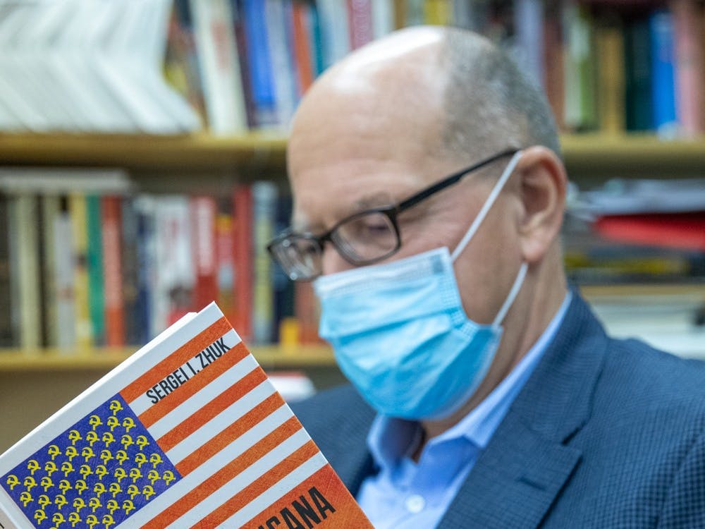 Sergei Zhuk, professor of history, poses for a photo Oct. 6, 2020, in the Burkhardt Building. Zhuk came to the United States in 1997 after leaving the Soviet Union. Jacob Musselman, DN