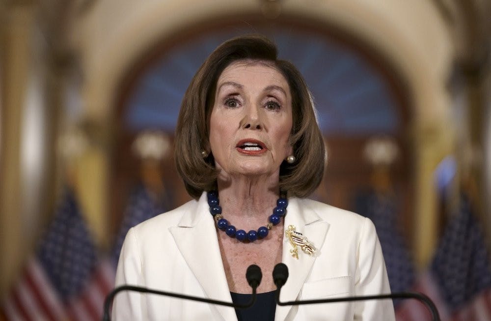 <p>Speaker of the House Nancy Pelosi, D-Calif., makes a statement at the Capitol in Washington, Thursday, Dec. 5, 2019. Pelosi announced that the House is moving forward to draft articles of impeachment against President Donald Trump. <strong>(AP Photo/J. Scott Applewhite)</strong></p>