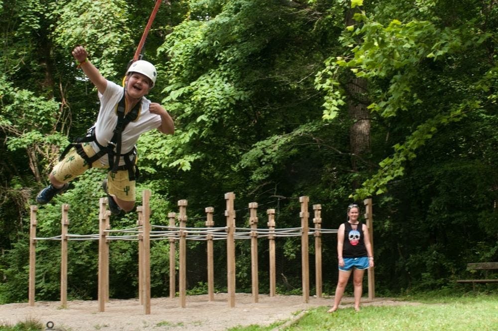 <p>Ball State University's Camp Kesem chapter has camp the first week of July at the Flat Rock River YMCA campgrounds. Campers participate in many activities on the grounds including swimming, rafting, exploring, zip-lining and arts and crafts. <strong>Camp Kesem, Photo Provided</strong></p>