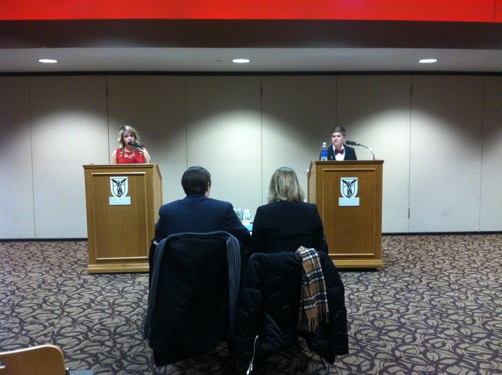 	<p>The two candidates faced off tonight in the first of three <span class="caps">SGA</span> debates</p>