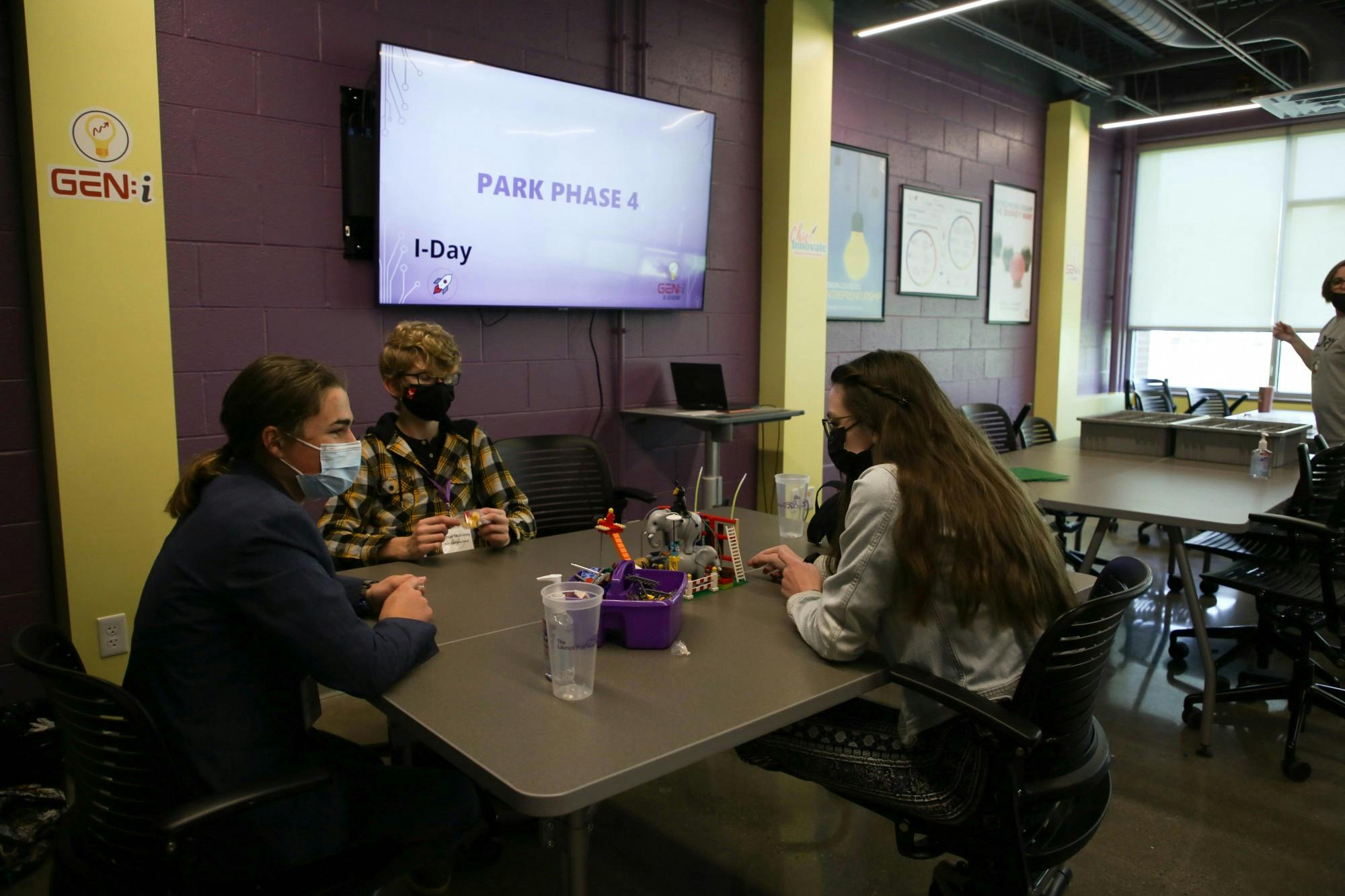 Students work on a Lego prototype during a session at Innovation Day Nov. 10 at the Entrepreneurial Leadership Institute in Muncie. This was one of three innovative sessions that students engaged in for Global Entrepreneurship Week. Lila Fierek, DN