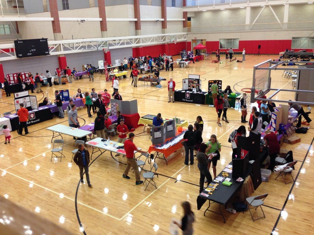 	Students attend Welloween on Oct. 31 in the Student Recreation and Wellness Center. Booths focused on environmental wellness, spiritual wellness, vocational wellness, social and cultural wellness, emotional wellness and intellectual wellness.