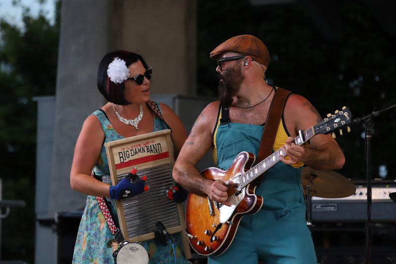 Josh "The Reverend" Peyton and &nbsp;Breezy Peyton perform with their band "The Rev. Peyton's Big Damn Band" July 27 at Canan Commons for the first show of the Three Trails Music Series. Josh and Breezy are married outside of the band. Olivia Ground, DN