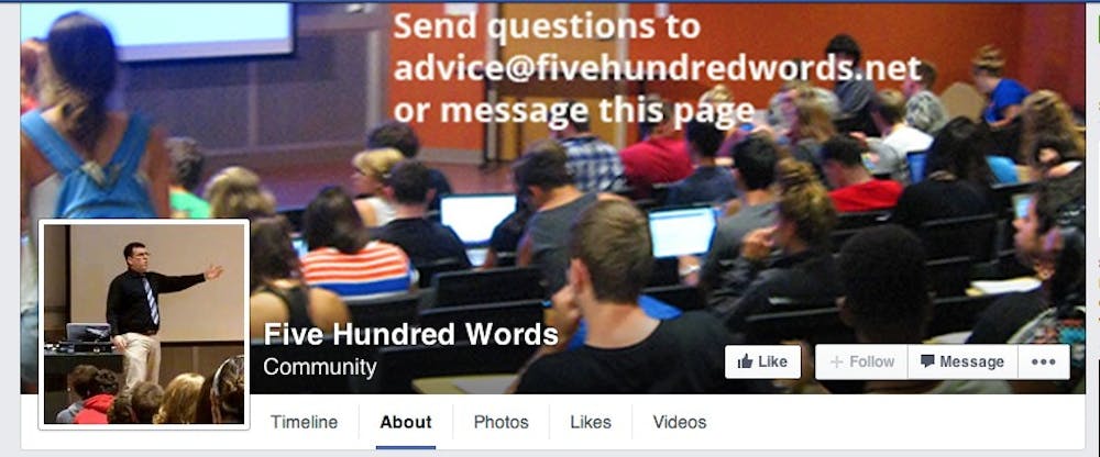 <p><strong>Yaron Ayalon, assistant professor of history</strong>, started a Facebook page called Five Hundred Words. The purpose of the page is to help connect Ayalon with students in a way that he can offer advice.<em> PHOTO COURTESY OF FACEBOOK</em></p>