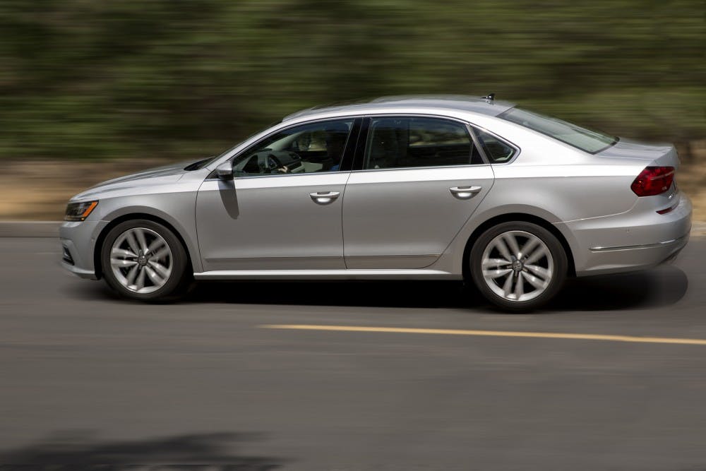 The 2016 Volkswagen Passat offers plenty of room and good visibility in both the front and rear, with a quiet, comfortable ride. (James Halfacre/Volkswagen/TNS)